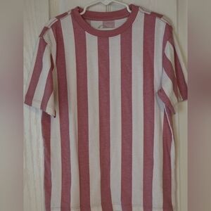 Striped Kids T-Shirt - Salmon and White Sz Sm.